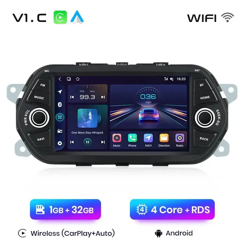 Inteligentne Radio Android Auto z CarPlay dla Fiat Tipo Egea (2015 - 2017) - 2DIN System Multimedialny GPS - Multigenus