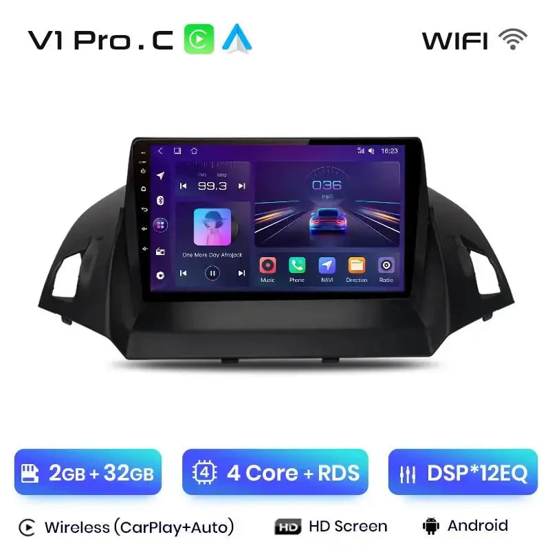 Radio Android Auto dla Ford Escape Kuga 2 C - MAX 2013 - 2016 CarPlay i Nawigacja GPS - Multigenus