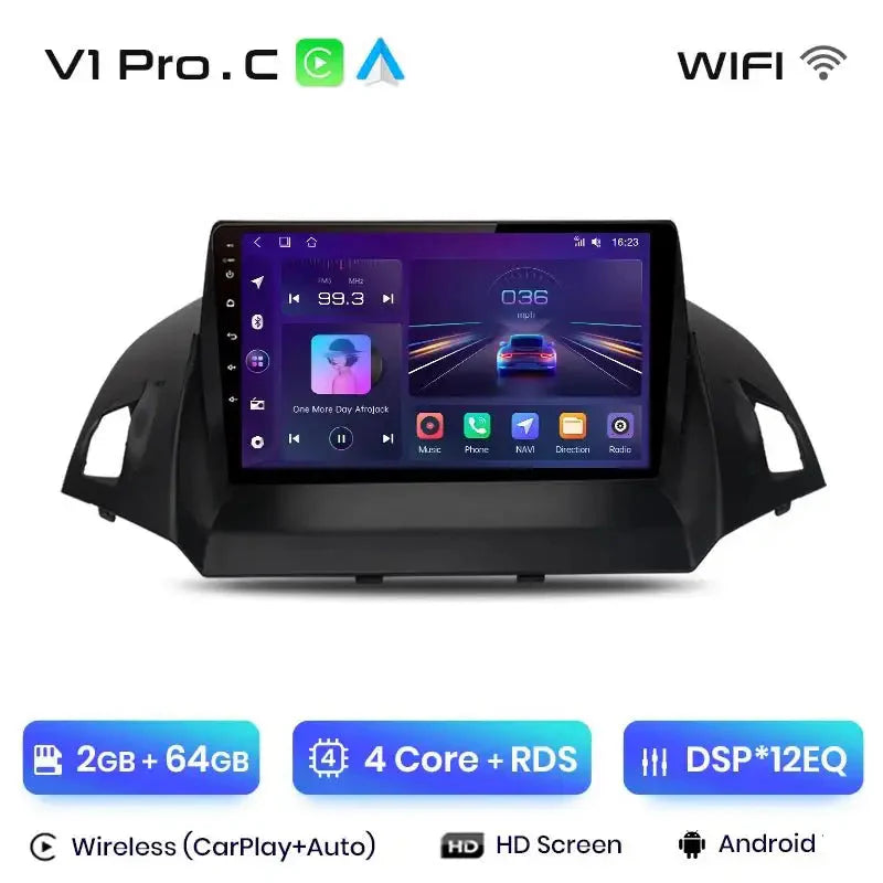 Radio Android Auto dla Ford Escape Kuga 2 C - MAX 2013 - 2016 CarPlay i Nawigacja GPS - Multigenus