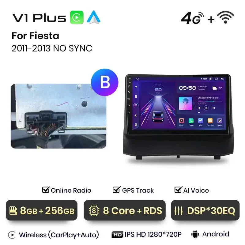 Radio do Ford Fiesta MK7 od 2009 - 2017 Multimedialne z Bezprzewodowym CarPlay Android - Multigenus