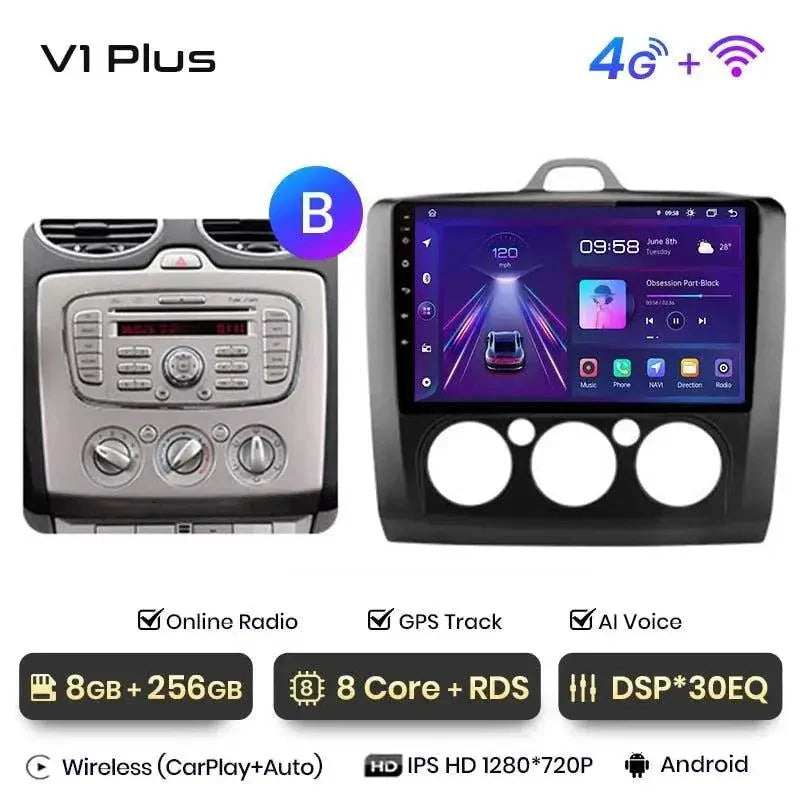 Radio nawigacja Ford Focus 2 Mk2 2004- 2011 CarPlay Android Auto - Multigenus