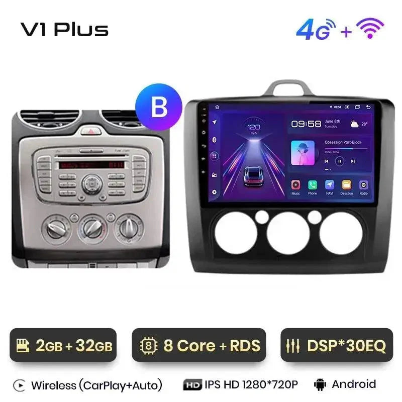 Radio nawigacja Ford Focus 2 Mk2 2004- 2011 CarPlay Android Auto - Multigenus