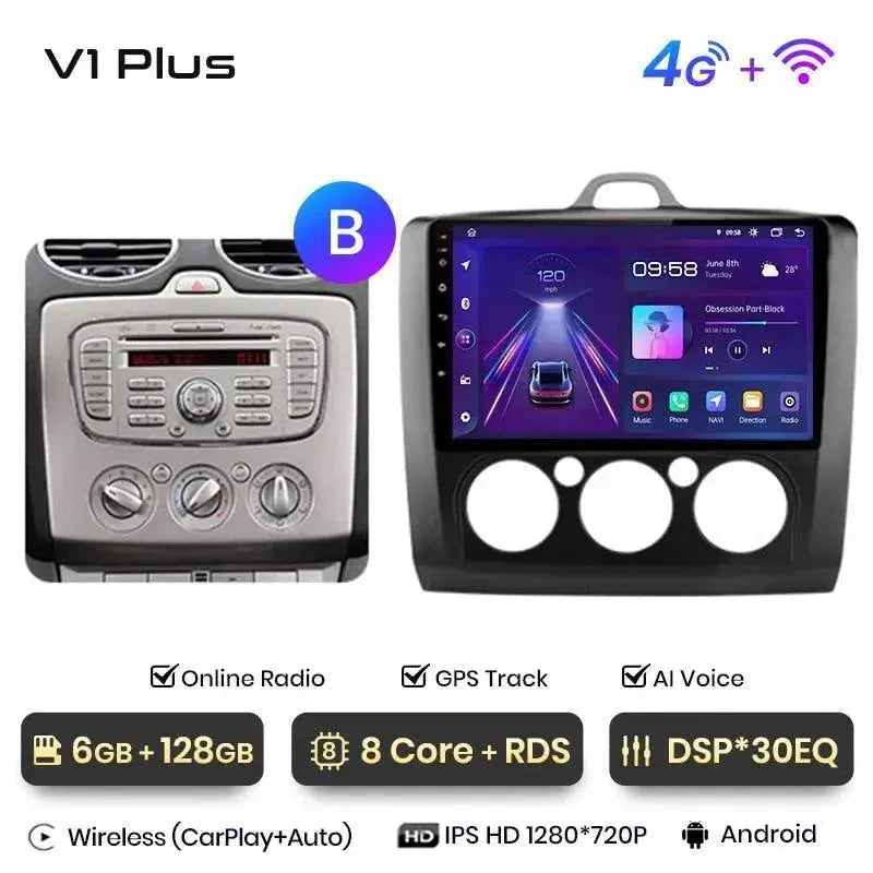 Radio nawigacja Ford Focus 2 Mk2 2004- 2011 CarPlay Android Auto - Multigenus
