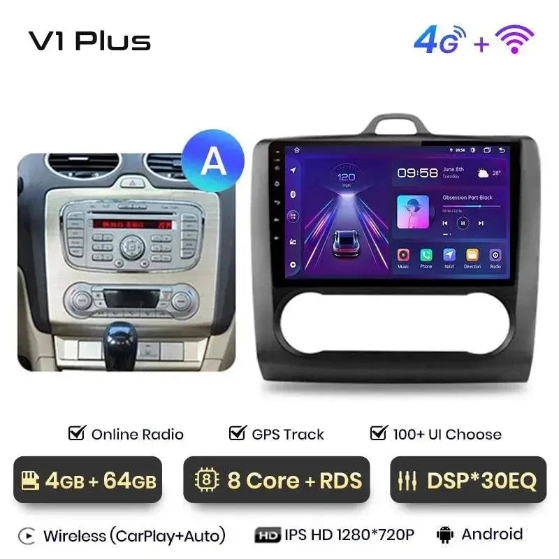 Radio nawigacja Ford Focus 2 Mk2 2004- 2011 CarPlay Android Auto - Multigenus