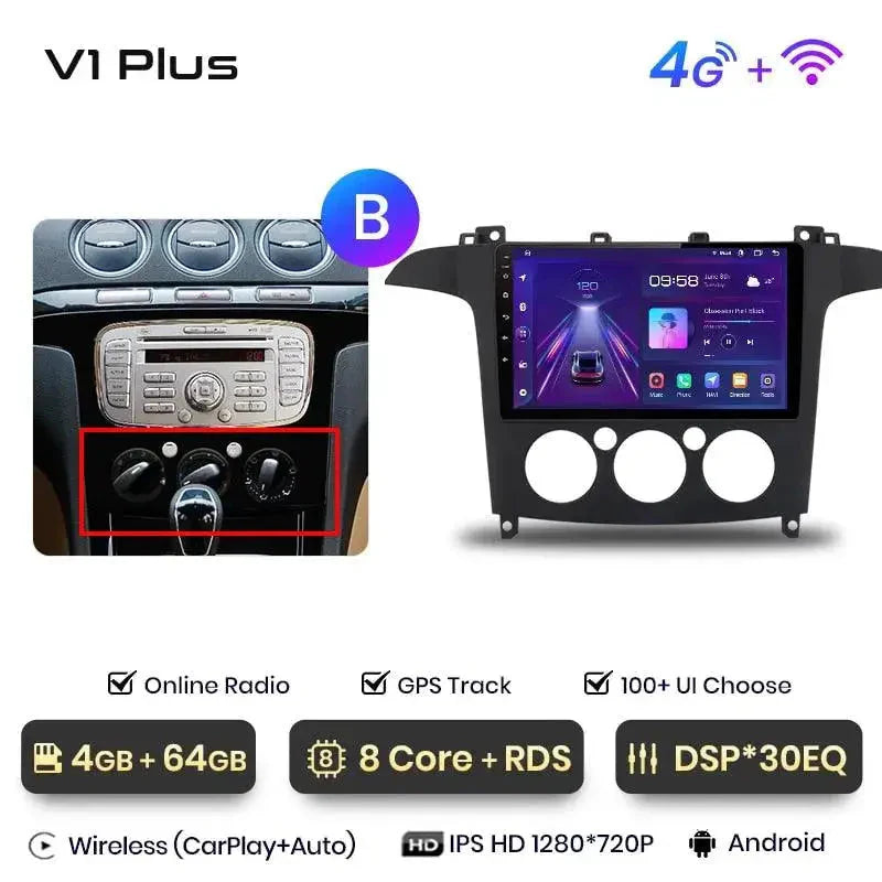 Radio nawigacja Ford S-MAX 2007-2015 Android Auto Carplay - Multigenus