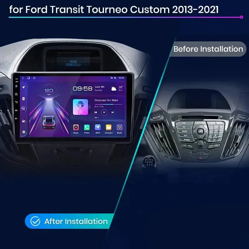 4G Bezprzewodowy CarPlay i Android Auto 2DIN Multimedia GPS Radio do Ford Transit Custom/Tourneo 2013 - 2021 - Multigenus