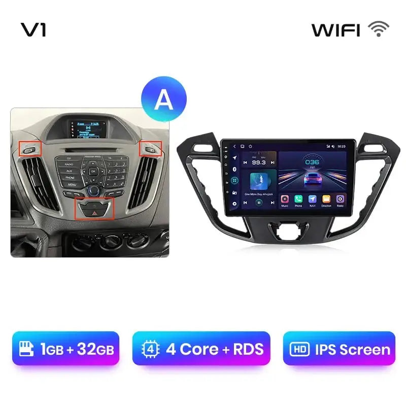 4G Bezprzewodowy CarPlay i Android Auto 2DIN Multimedia GPS Radio do Ford Transit Custom/Tourneo 2013 - 2021 - Multigenus