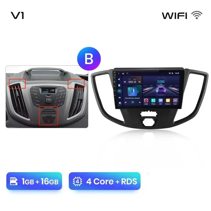 4G Bezprzewodowy CarPlay i Android Auto 2DIN Multimedia GPS Radio do Ford Transit Custom/Tourneo 2013 - 2021 - Multigenus