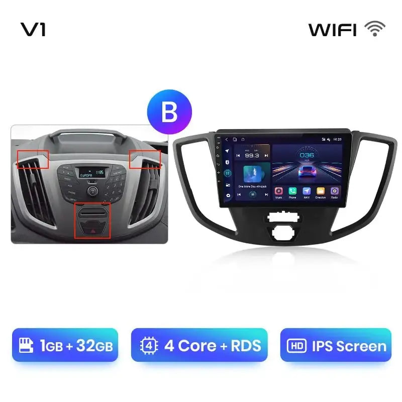 4G Bezprzewodowy CarPlay i Android Auto 2DIN Multimedia GPS Radio do Ford Transit Custom/Tourneo 2013 - 2021 - Multigenus