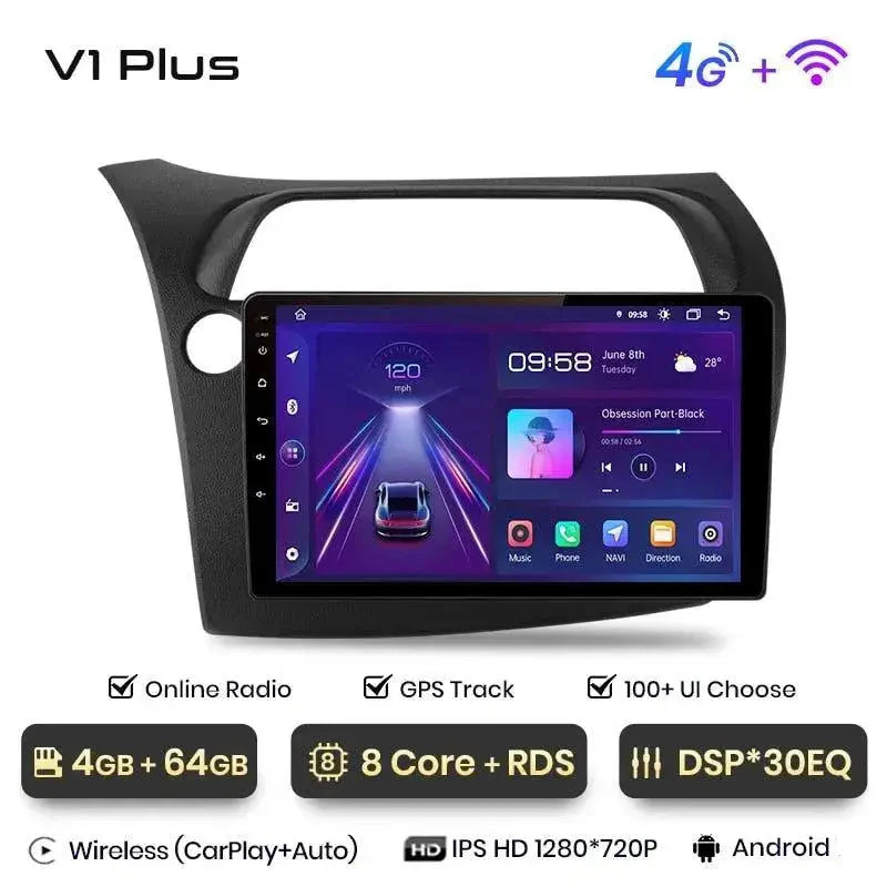 Radio nawigacja Honda Civic Hatchback 2005-2011 Android Auto CarPlay - Multigenus