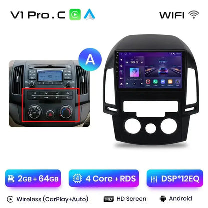 Radio do Hyundai i30 od 2006 - 2011 – Bezprzewodowy CarPlay i Android Auto, 2DIN GPS - Multigenus