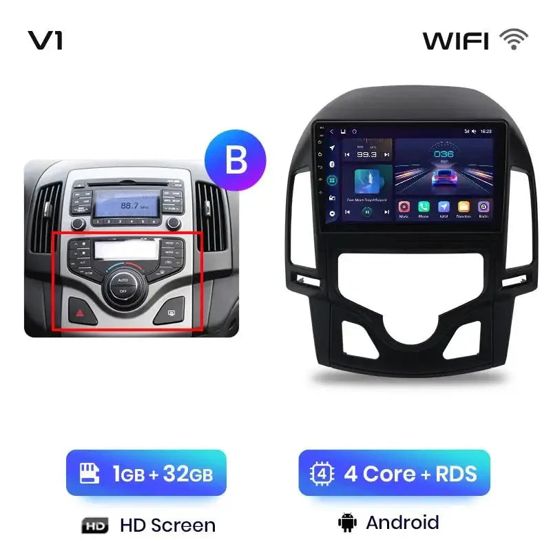 Radio do Hyundai i30 od 2006 - 2011 – Bezprzewodowy CarPlay i Android Auto, 2DIN GPS - Multigenus