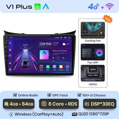 Radio do Hyundai i30 Elantra GT 2011 - 2017 z Bezprzewodowym CarPlay i Android Auto - Multigenus