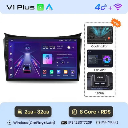 Radio do Hyundai i30 Elantra GT 2011 - 2017 z Bezprzewodowym CarPlay i Android Auto - Multigenus