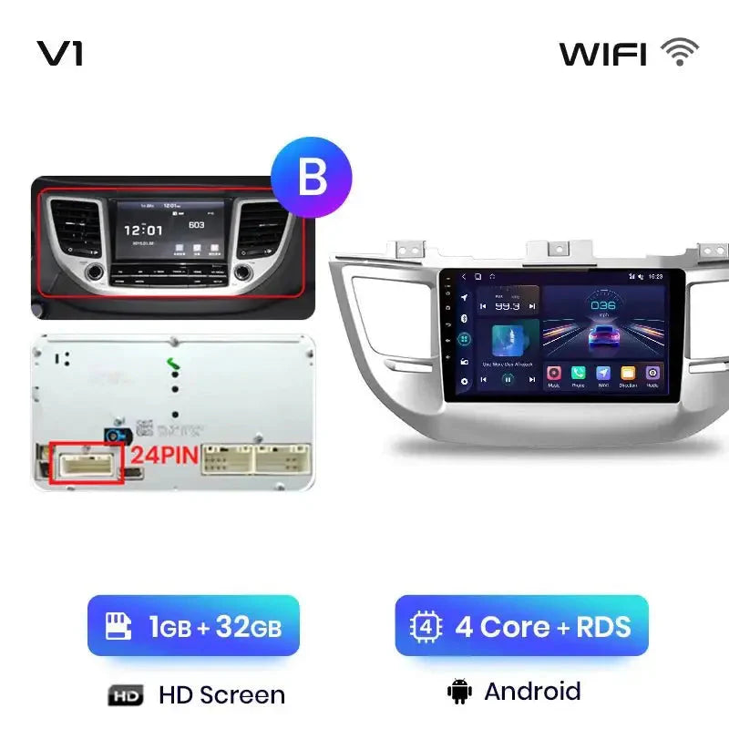 Radio Android Auto dla Hyundai IX35 Tucson 3 od 2015 - 2018 - Multigenus