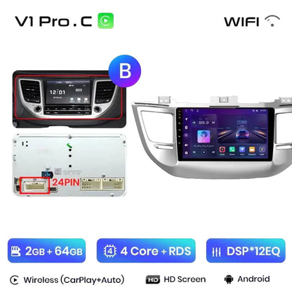 Radio Android Auto dla Hyundai IX35 Tucson 3 od 2015 - 2018 - Multigenus