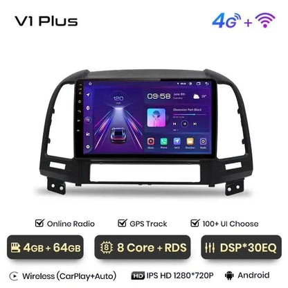 Radio nawigacja Hyundai Santa Fe 2 2006 - 2012 Carplay Android Auto - Multigenus
