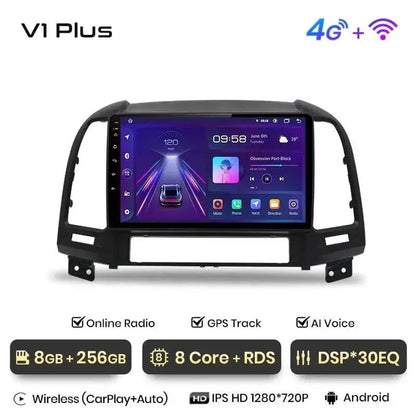 Radio nawigacja Hyundai Santa Fe 2 2006 - 2012 Carplay Android Auto - Multigenus