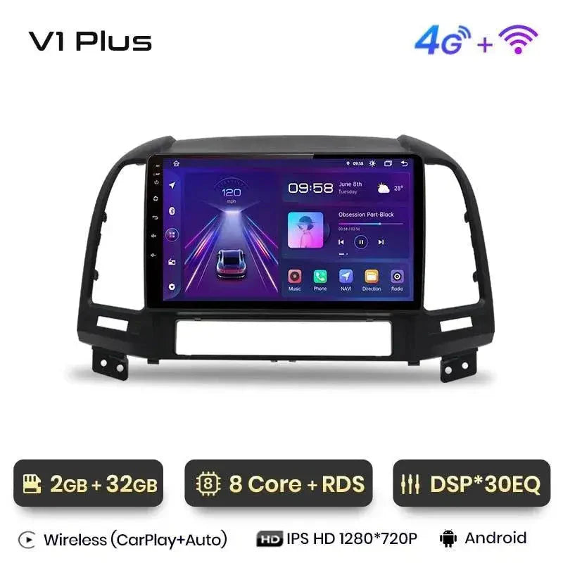 Radio nawigacja Hyundai Santa Fe 2 2006 - 2012 Carplay Android Auto - Multigenus