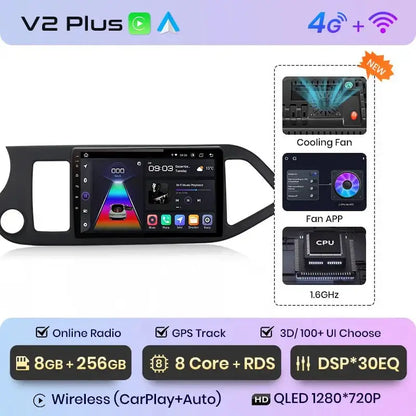Radio Samochodowe do KIA Morning Picanto 2011 - 2016 | Bezprzewodowy CarPlay i Android Auto | Inteligentny System Multimedialny - Multigenus