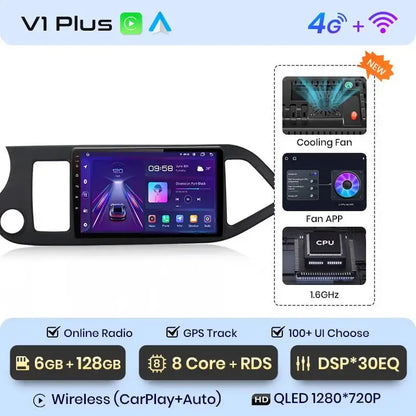Radio Samochodowe do KIA Morning Picanto 2011 - 2016 | Bezprzewodowy CarPlay i Android Auto | Inteligentny System Multimedialny - Multigenus