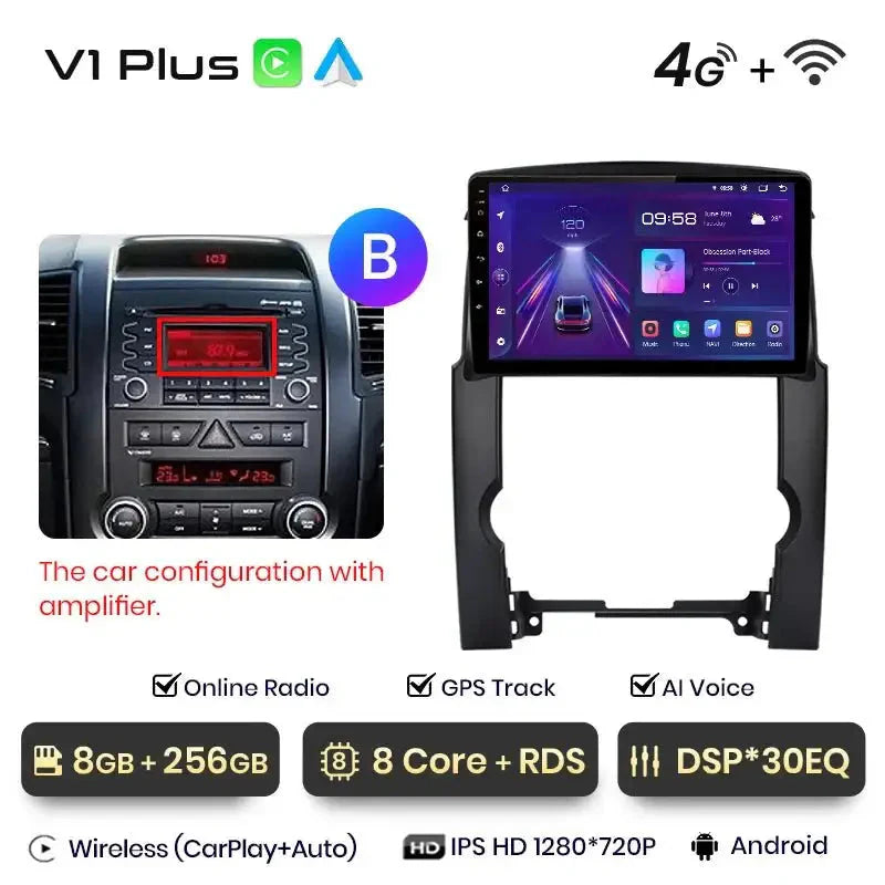 V1pro AI Voice 2 din Android Auto Radio dla Kia Sorento 2 XM 2009 - 2012 Carplay Car Multimedia GPS 2din radio samochodowe - Multigenus