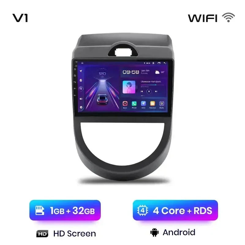 Radio multimedialne V1 AI Voice Wireless CarPlay i Android Auto dla Kia Soul (2008 - 2011) – Nawigacja GPS 4G i autoradio 2 - DIN - Multigenus