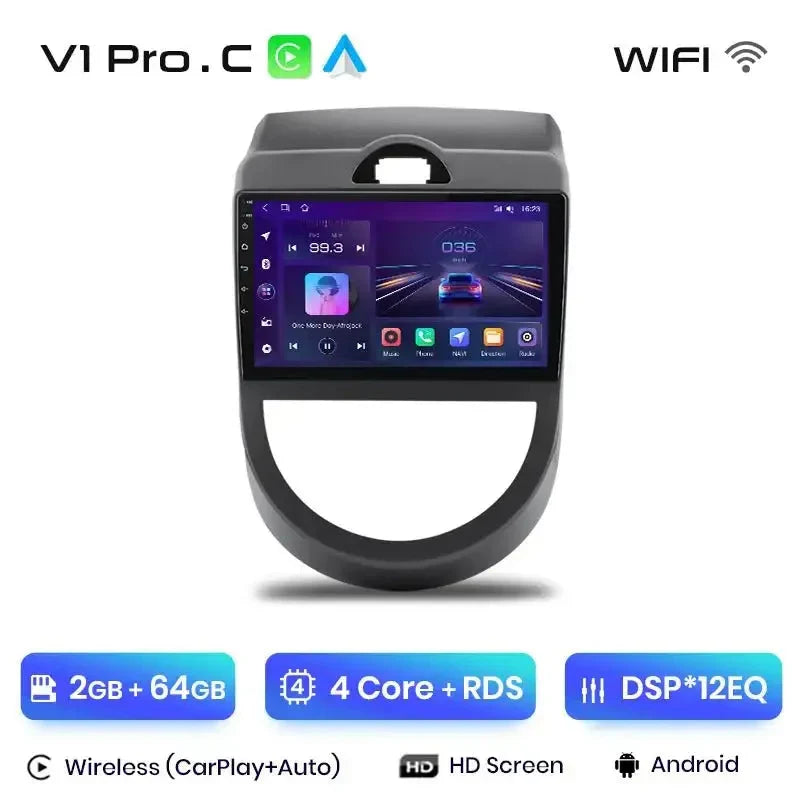 Radio multimedialne V1 AI Voice Wireless CarPlay i Android Auto dla Kia Soul (2008 - 2011) – Nawigacja GPS 4G i autoradio 2 - DIN - Multigenus