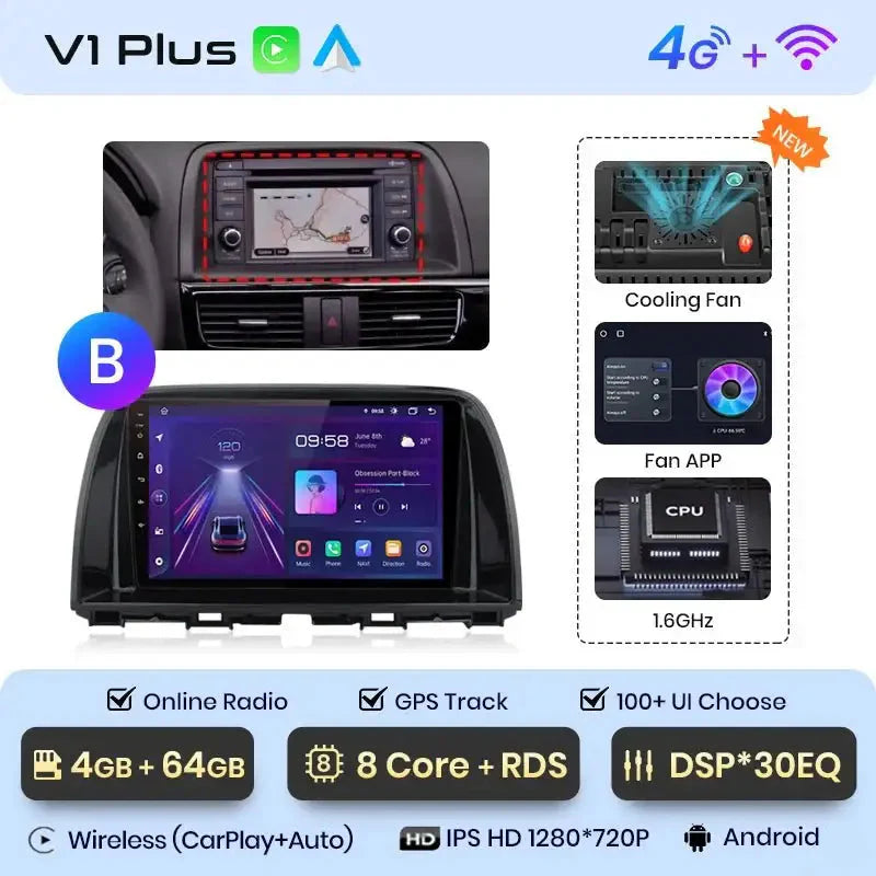 Radio do Mazda CX - 5 od 2012 - 2015 – Android Auto i Bezprzewodowy CarPlay - Multigenus
