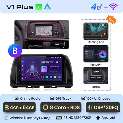 Radio do Mazda CX - 5 od 2012 - 2015 – Android Auto i Bezprzewodowy CarPlay - Multigenus