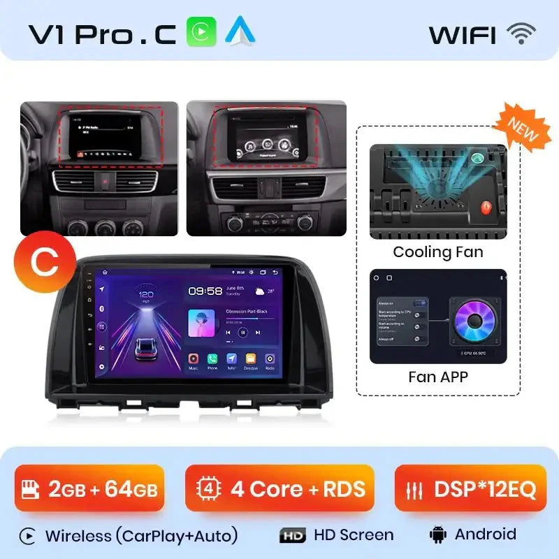 Radio do Mazda CX - 5 od 2012 - 2015 – Android Auto i Bezprzewodowy CarPlay - Multigenus