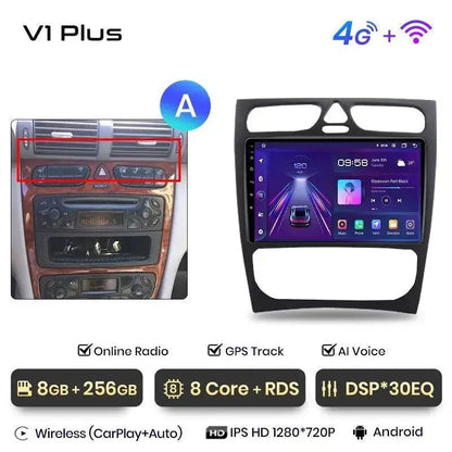 Radio nawigacja Mercedes Benz C CLK S203 W203 W209 A209 przed lift 2000-2011 Carplay Android Auto - Multigenus