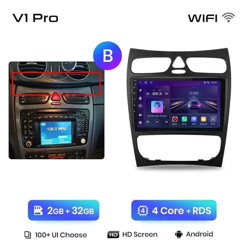 Radio nawigacja Mercedes Benz C CLK S203 W203 W209 A209 przed lift 2000-2011 Carplay Android Auto - Multigenus