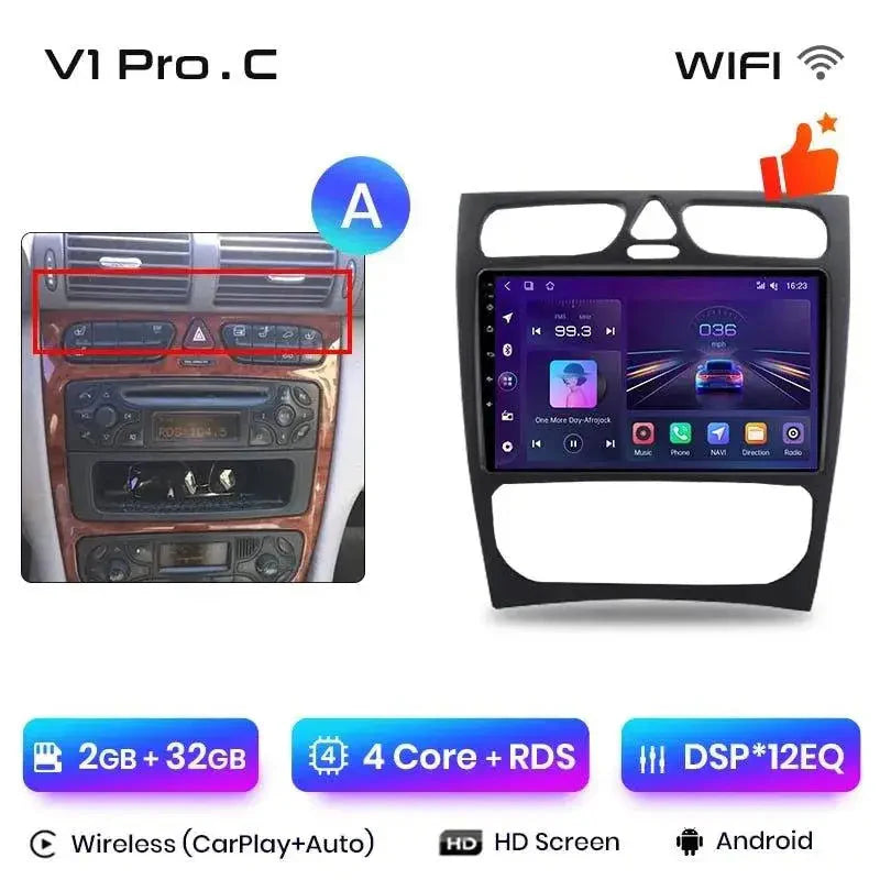 Radio nawigacja Mercedes Benz C CLK S203 W203 W209 A209 przed lift 2000-2011 Carplay Android Auto - Multigenus