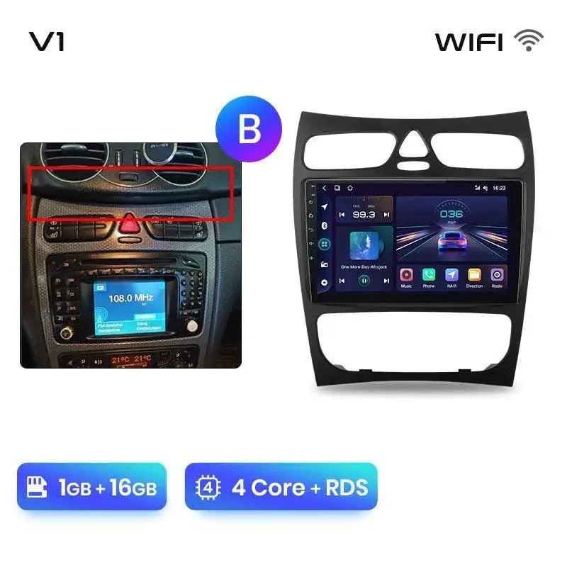 Radio nawigacja Mercedes Benz C CLK S203 W203 W209 A209 przed lift 2000-2011 Carplay Android Auto - Multigenus