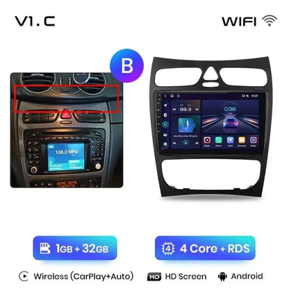 Radio nawigacja Mercedes Benz C CLK S203 W203 W209 A209 przed lift 2000-2011 Carplay Android Auto - Multigenus