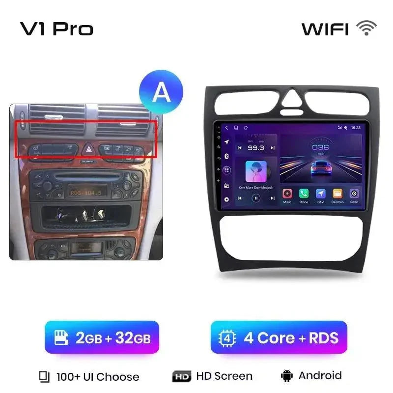 Radio nawigacja Mercedes Benz C CLK S203 W203 W209 A209 przed lift 2000-2011 Carplay Android Auto - Multigenus