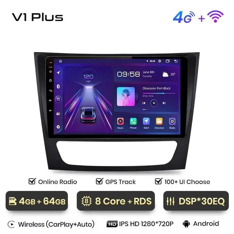 Radio nawigacja Mercedes Benz E W211 E300 od 2002-2010 Android Auto Carplay - Multigenus