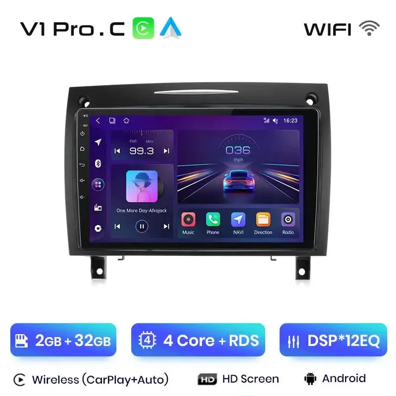 Multimedia Radio V1 z CarPlay i Android Auto dla Mercedes - Benz SLK Klasa R171 (2004 - 2011) – Ulepsz swoje doświadczenie w SLK 200, 280, 300, 350! - Multigenus