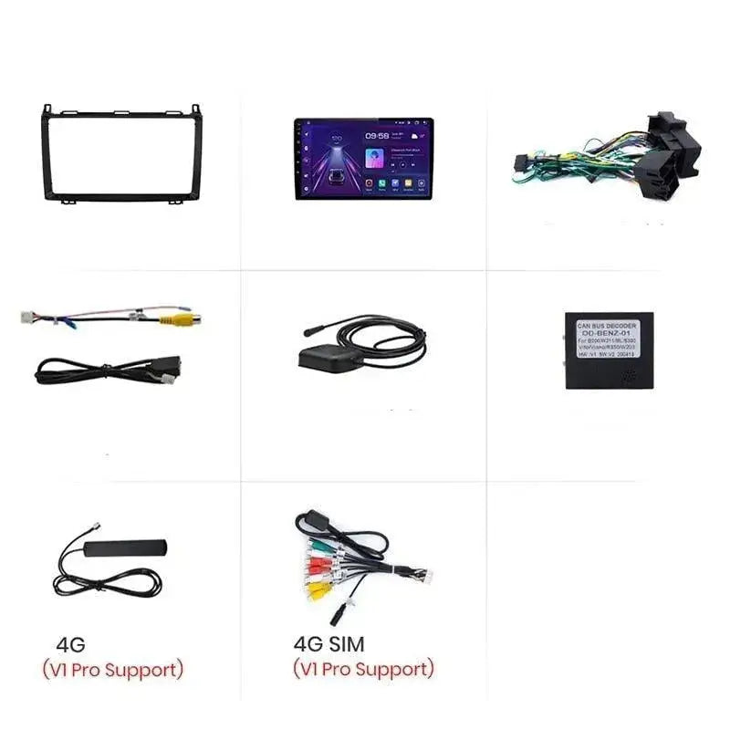 Podofo Android 13.0 Autoradio Voor Mercedes A-Klasse W169, B-Klasse W245, Viano W639 En Sprinter W906 – 7 Inch Touchscreen, 2GB+64GB, CarPlay & Android Auto