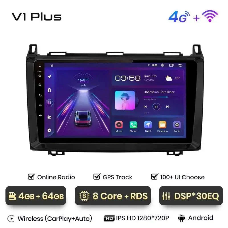 Radio nawigacja Mercedes Benz W169 W245 B200 W906 Sprinter W639 Vito CarPlay Android Auto - Multigenus