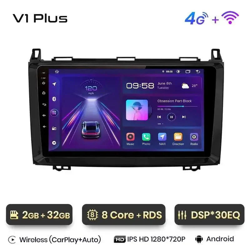 Radio nawigacja Mercedes Benz W169 W245 B200 W906 Sprinter W639 Vito CarPlay Android Auto - Multigenus