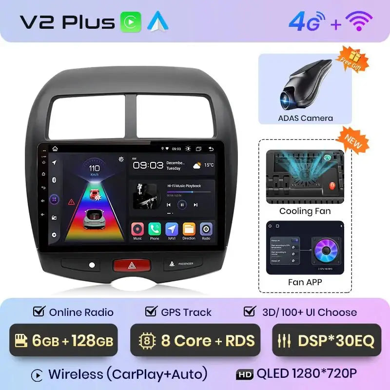 Radio samochodowe do Mitsubishi ASX 2010 - 2016 | Bezprzewodowy CarPlay i Android Auto | Zaawansowany system multimedialny - Multigenus