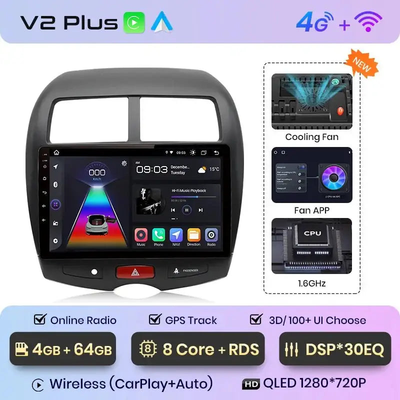 Radio do Mitsubishi ASX 2010 - 2016 | Bezprzewodowy CarPlay i Android Auto - Multigenus