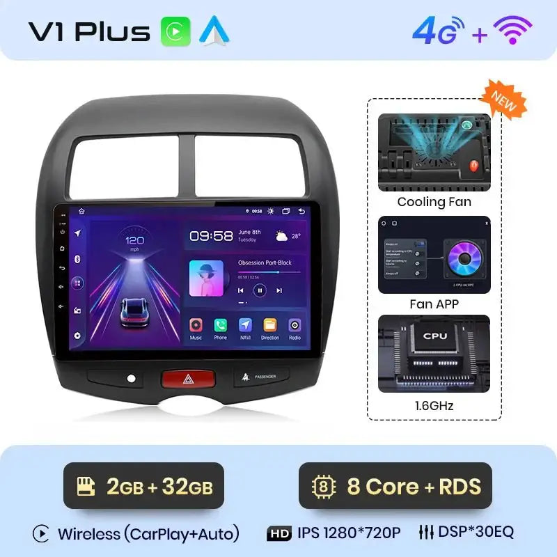 Radio do Mitsubishi ASX 2010 - 2016 | Bezprzewodowy CarPlay i Android Auto - Multigenus
