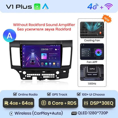 Radio do Mitsubishi Lancer 2007 - 2013 – Bezprzewodowe CarPlay i Android Auto, Inteligentne Systemy - Multigenus