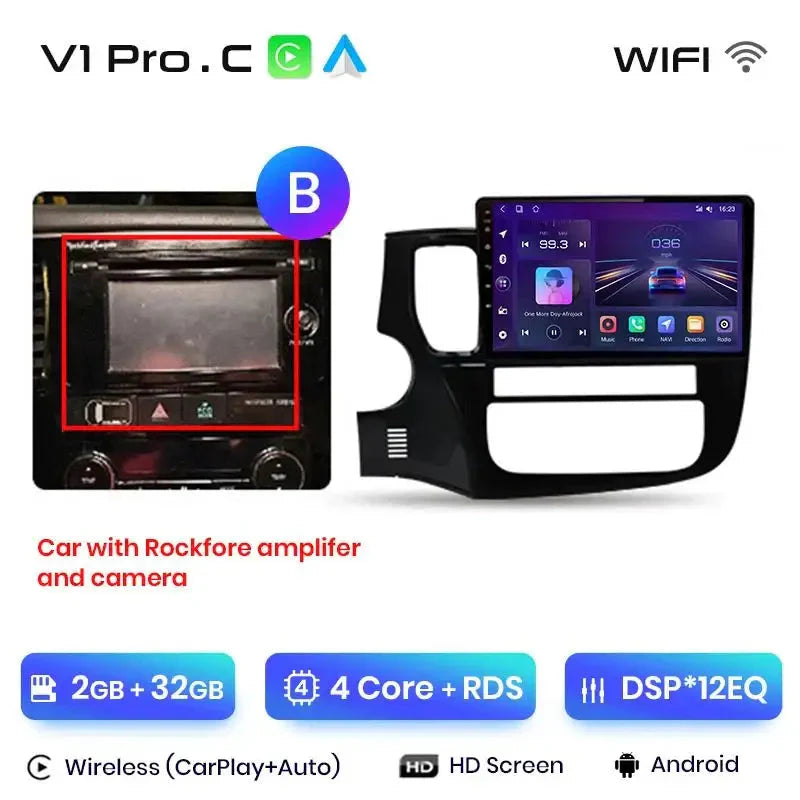 Radio do Mitsubishi Outlander 3 od 2012 - 2018 AI Voice Android Auto Kompatybilne z CarPlay - Multigenus