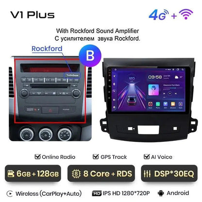 Radio nawigacja Mitsubishi Outlander xl 2 od 2005-2011 Citroen C-Crosser Android Auto Carplay - Multigenus