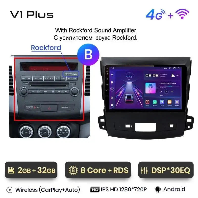 Radio nawigacja Mitsubishi Outlander xl 2 od 2005-2011 Citroen C-Crosser Android Auto Carplay - Multigenus