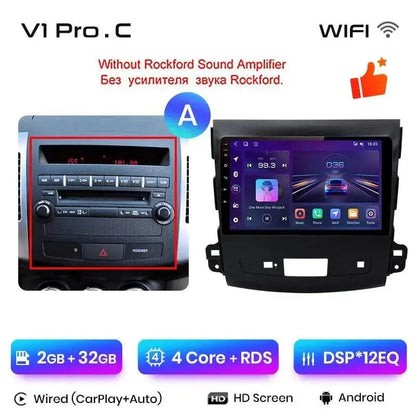 Radio nawigacja Mitsubishi Outlander xl 2 od 2005-2011 Citroen C-Crosser Android Auto Carplay - Multigenus